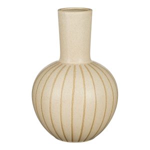 Holm Vaas 42 cm – Keramiek – Beige met Lijnenspel