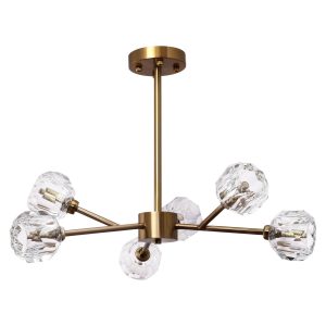 Rosy 6-lichts hanglamp – copper gold