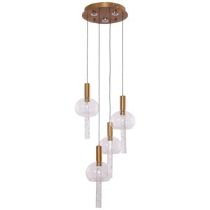 Tubey 4-lichts hanglamp – kopergoud