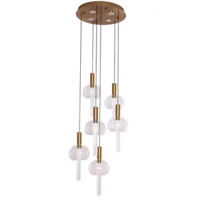 Tubey 6-lichts hanglamp – kopergoud