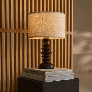 Bodhi tafellamp – hout – beige kap – warm design