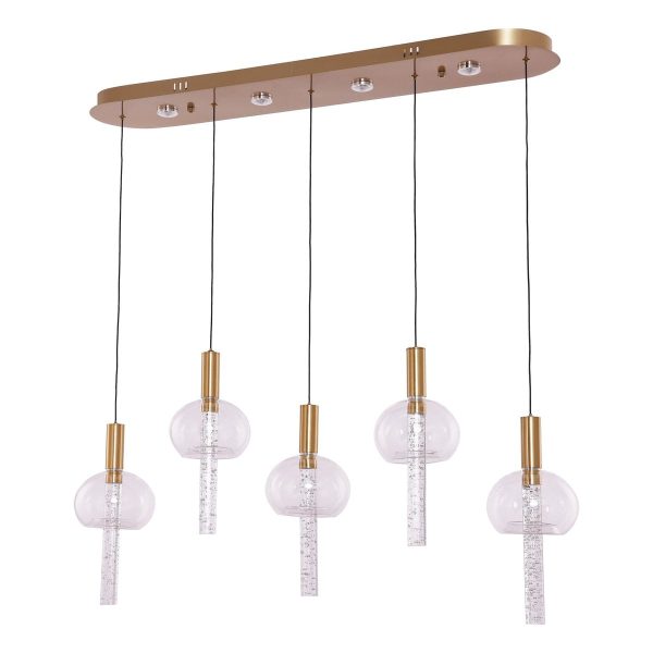 Tubey 5-lichts hanglamp – kopergoud