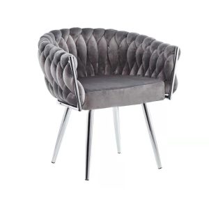 Eva chair – velvet – grijs/chroom – luxe design