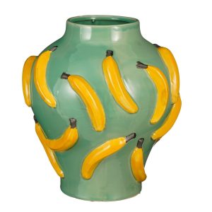 Moza vaas groen met bananenprint – 37 cm