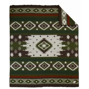 Wollen beddeken TRIBE breed - groen