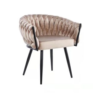 Eva chair – velvet – taupe/zwart – luxe design