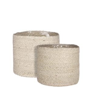 Atlantic plantenmanden beige – set van 2